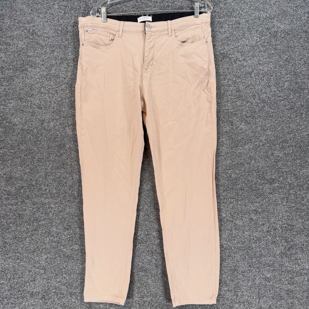 Curve Appeal Pants Women 14 Tan Slim Fit Stretch Five Pocket Casual Khaki